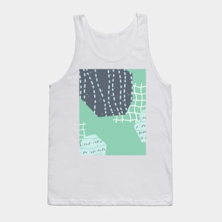 Abstract aquamarine grids and cut paper things Tank Top